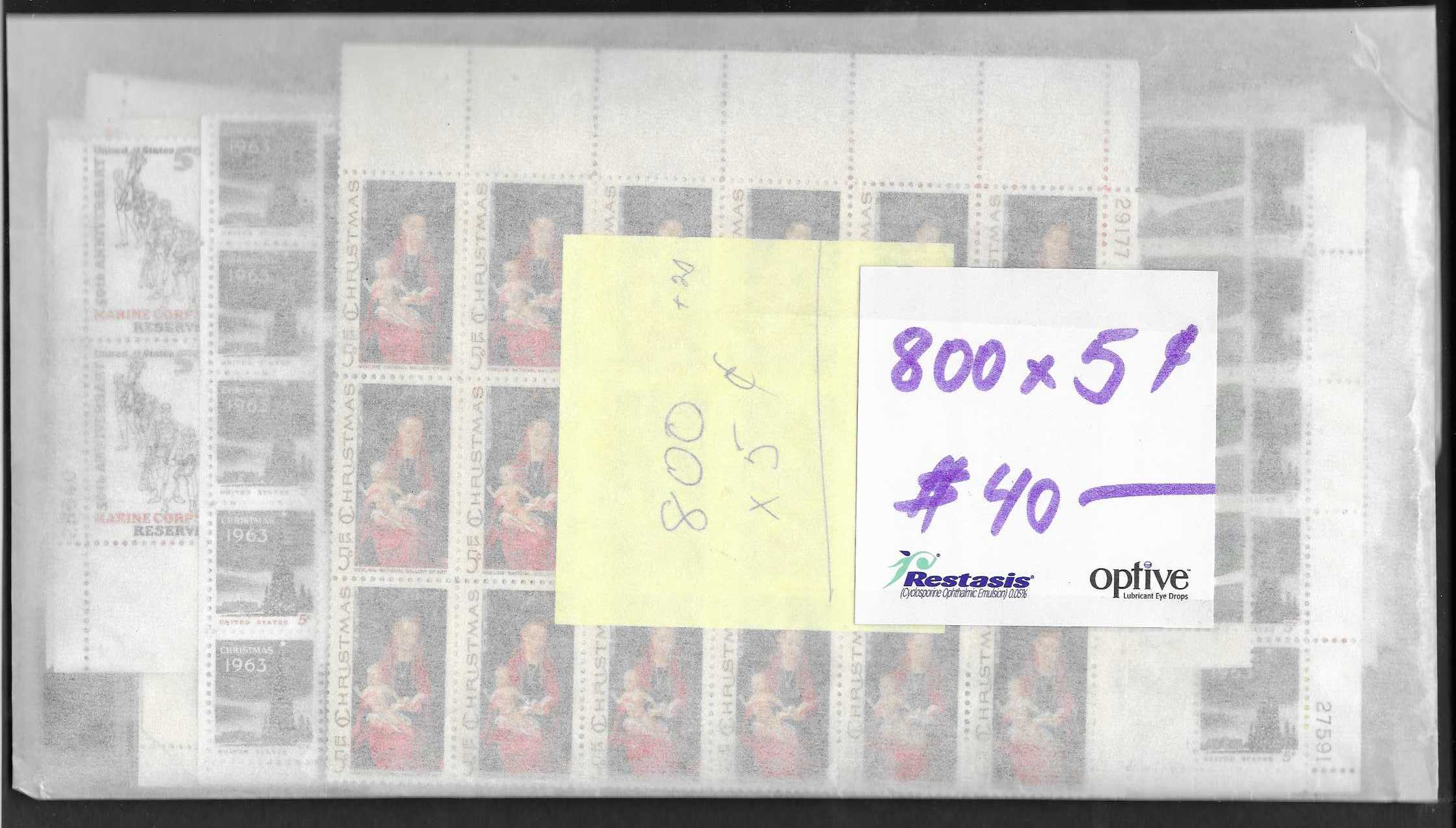 05 cents x 800 pieces 78 cents Forever X 200 pieces include singles, pairs, blocks or coils.  All MNH for postage use. Total Face Value is $196.00   You pay only $126.75 