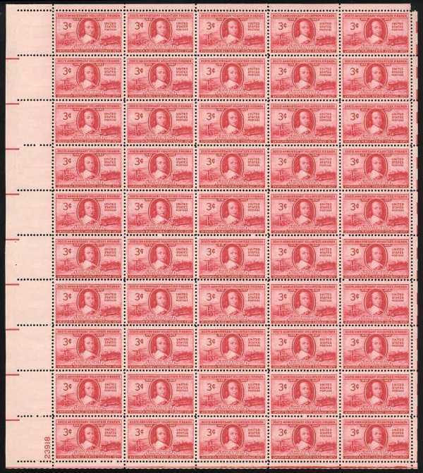 Scott 0971 Sheet of 50 MNH Volunteer Firemen (3 cents)