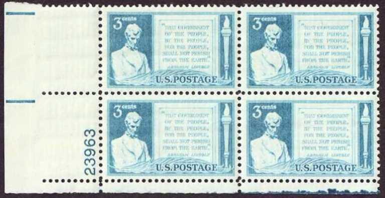 Scott 0978 Plate Block of 4 MNH Gettysburg Address (3 cents)