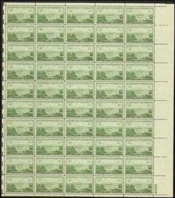Scott 0990 Sheet of 50 MNH White House (3 cents)