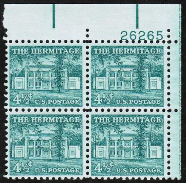 Scott 1037 Plate Block of 4 MNH Hermitage (4.5 cents)