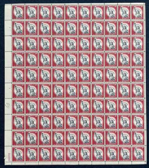 Scott 1044A Sheet of 100 MNH Statue of Liberty (11 cent)