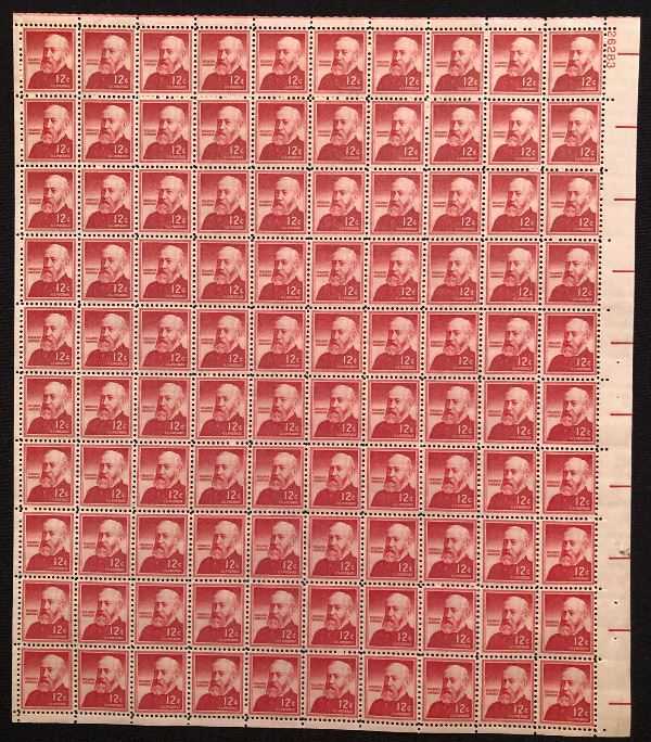 Scott 1045 Sheet of 100 MNH Benjamin Harrison (12 cent)