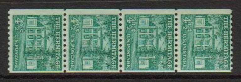 Scott 1059 Coil Strip of 4 Hermitage (4.5 cents)
