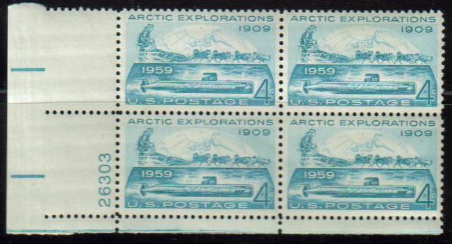 Scott 1128 Plate Block of 4 MNH Arctic Exploration (4 cents)