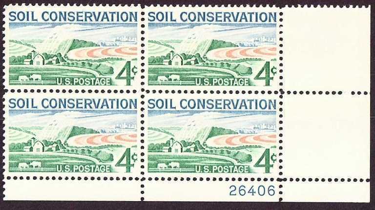 Scott 1133 Plate Block of 4 MNH Soil Conservation (4 cents)