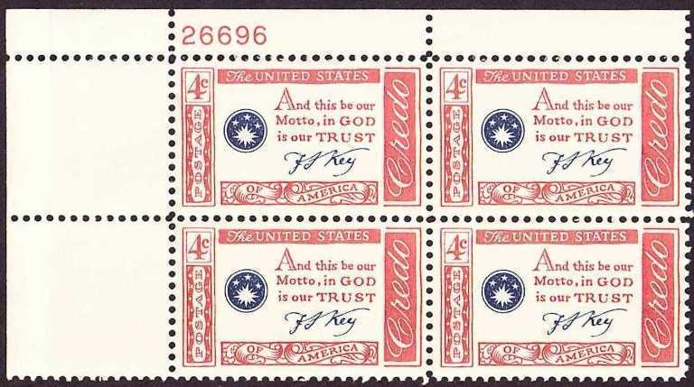 Scott 1142 Plate Block of 4 MNH Credo - Key (4 cents)