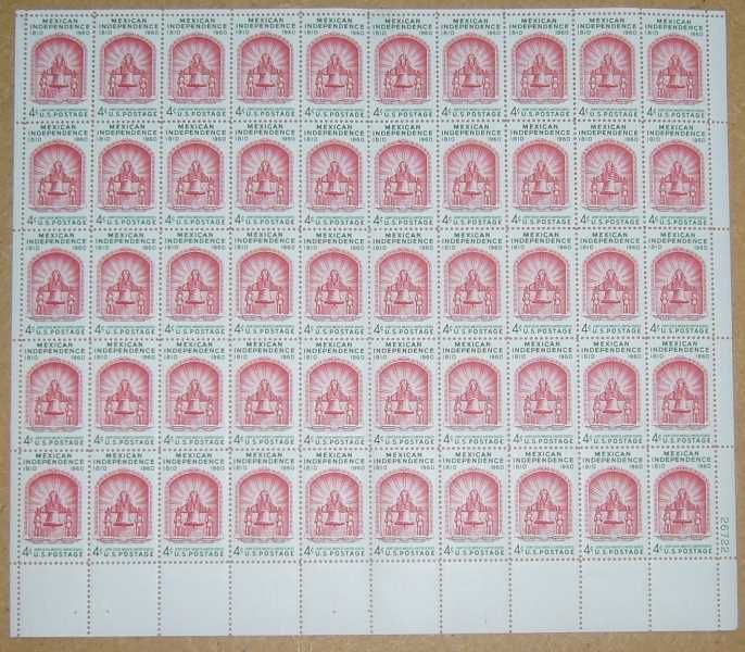 Scott 1157 Sheet of 50 MNH Mexican Independence (4 cent)