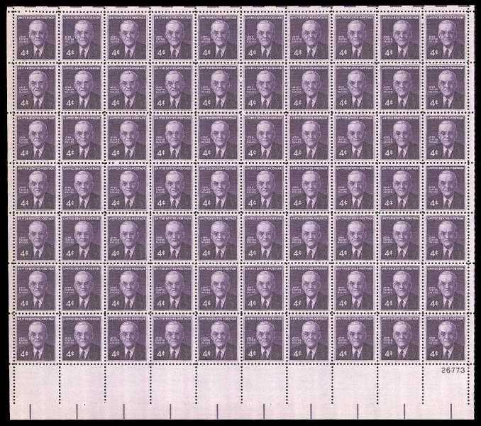 Scott 1172 Sheet of 70 MNH John Foster Dulles (4 cent)