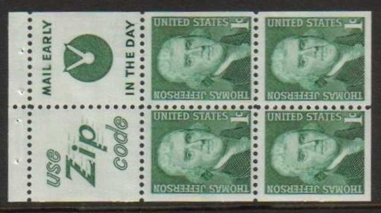 Scott 1278b Booklet Pane of 4 (1 cents)
