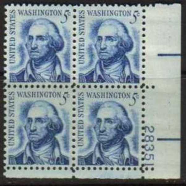 Scott 1283a Plate Block (5 cents) Unshaved! <font color=red>The Plate Numbers are between 28349 and 28679</font>