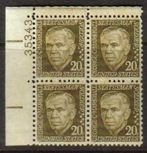 Scott 1289 Plate Block (20 cents)