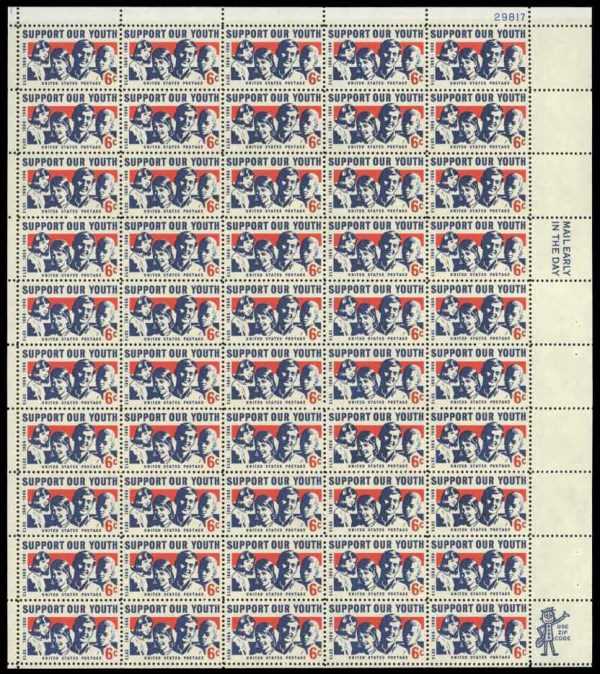 Scott 1342 Sheet of 50 MNH Support our Youth  (6 cents)