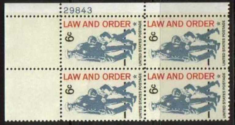 Scott 1343 Plate Block of 4 MNH Law and Order (6 cents)