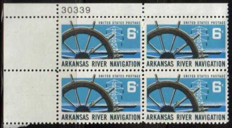 Scott 1358 Plate Block of 4 MNH Arkansas River Navigation (6 cents)
