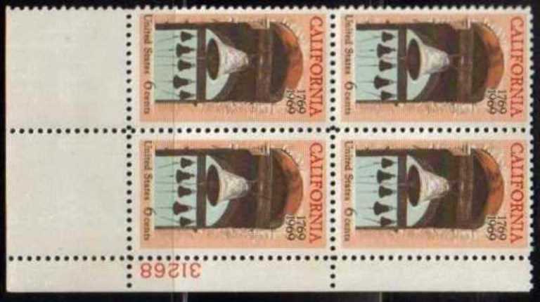 Scott 1373 Plate Block of 4 MNH California Settlement (6 cents)