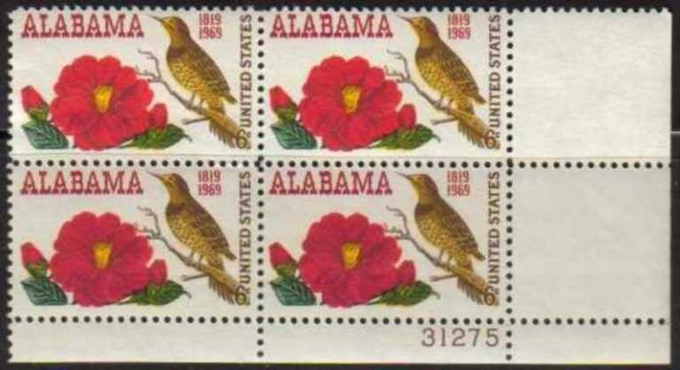 Scott 1375 Plate Block of 4 MNH Alabama Statehood (6 cents)