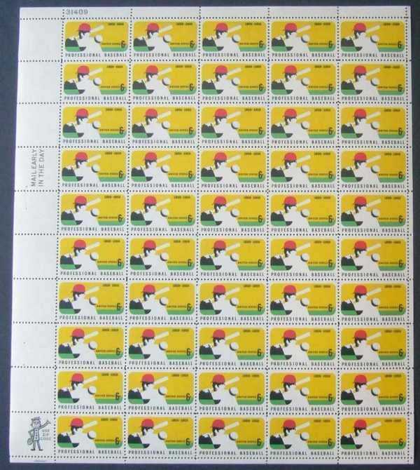 Scott 1381 Sheet of 50 MNH Professional Baseball (6 cents)