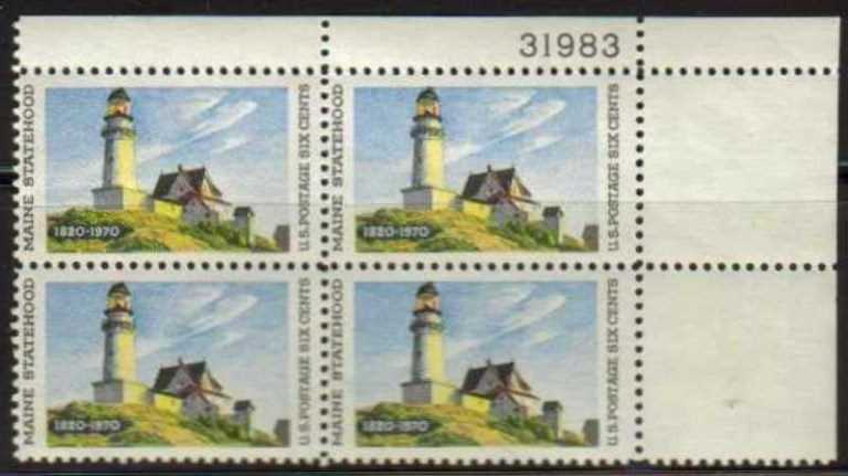 Scott 1391 Plate Block of 4 MNH Maine Statehood (6 cents)