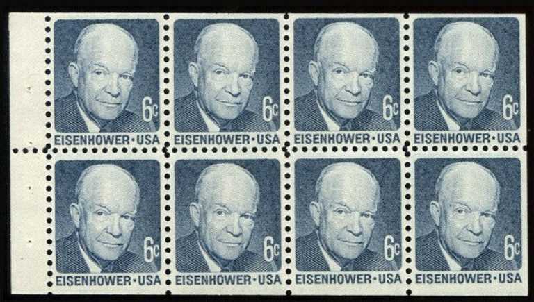 Scott 1393a Pane of 8 Eisenhower (6 cents)