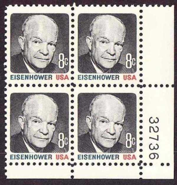 Scott 1394 Plate Block Eisenhower (8 cents)