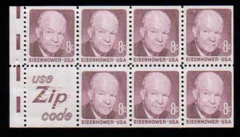 Scott 1395d5 Booklet Pane of 7 + slogan 5 use Zip code (8 cents)