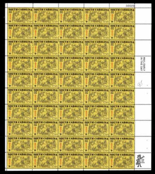 Scott 1407 Sheet of 50 MNH South Carolina Tercentenary (6 cents)