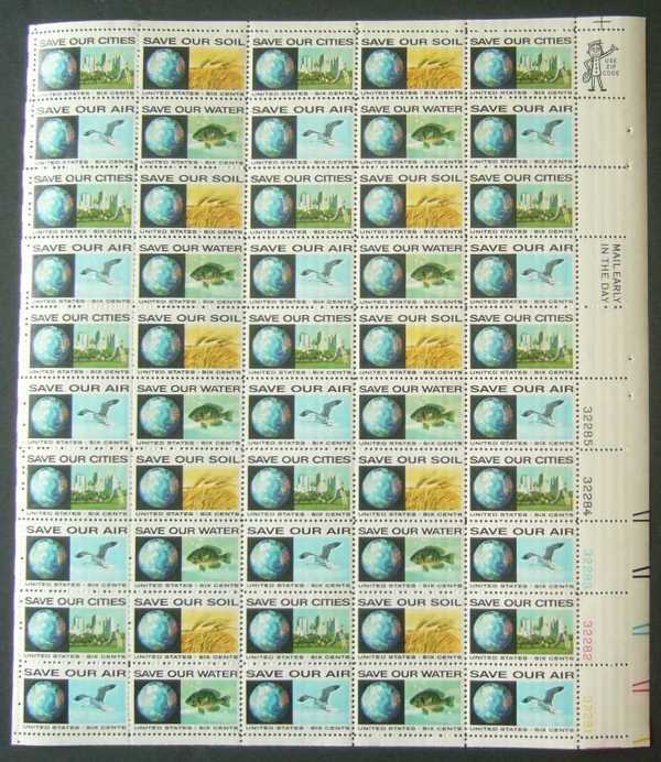 Scott 1410-1413 Sheet of 50 MNH Save Our Soil (6 cents)