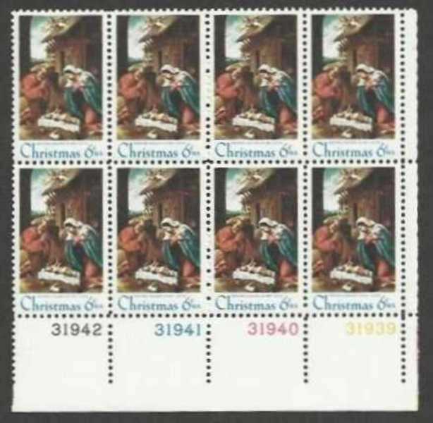 Scott 1414 Plate Block of 8 MNH Christmas (6 cents)