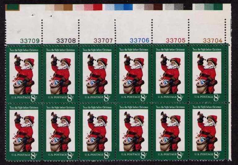 Scott 1472 Plate Block of 12 MNH Santa (8 cents)