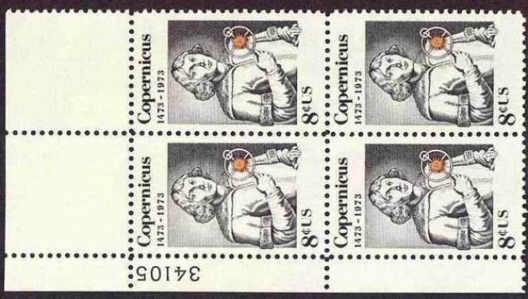 Scott 1488 Plate Block of 4 MNH Copernicus (8 cents)