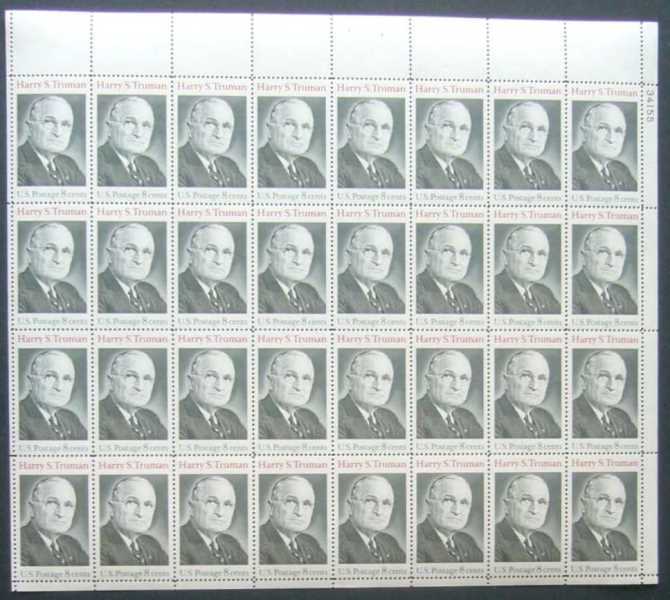 Scott 1499 Sheet of 32 MNH Harry S. Truman (8 cents)
