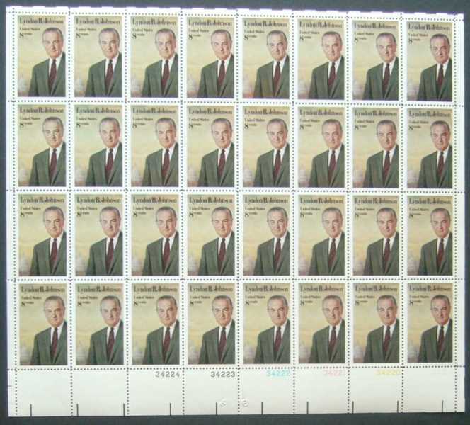 Scott 1503 Sheet of 32 L.B. Johnson (8 cents)