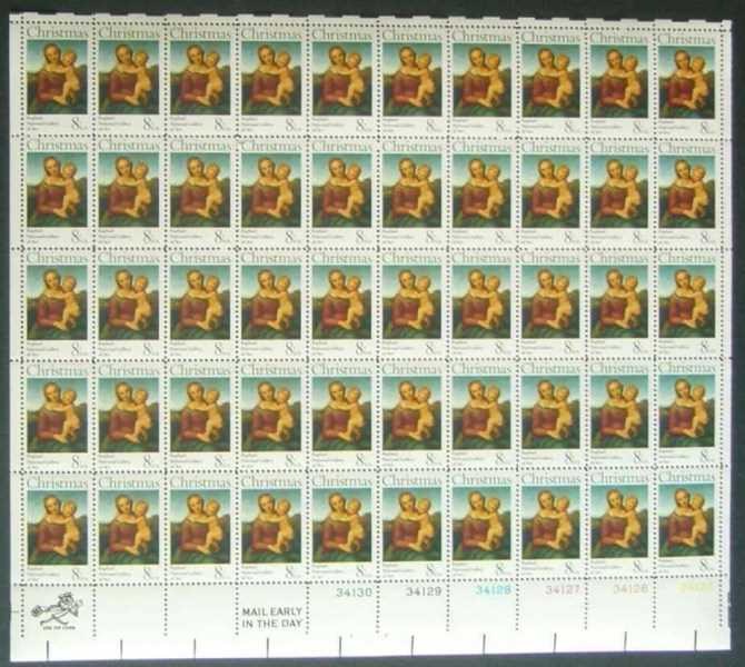 Scott 1507 Sheet of 50 MNH Madonna (8 cents)