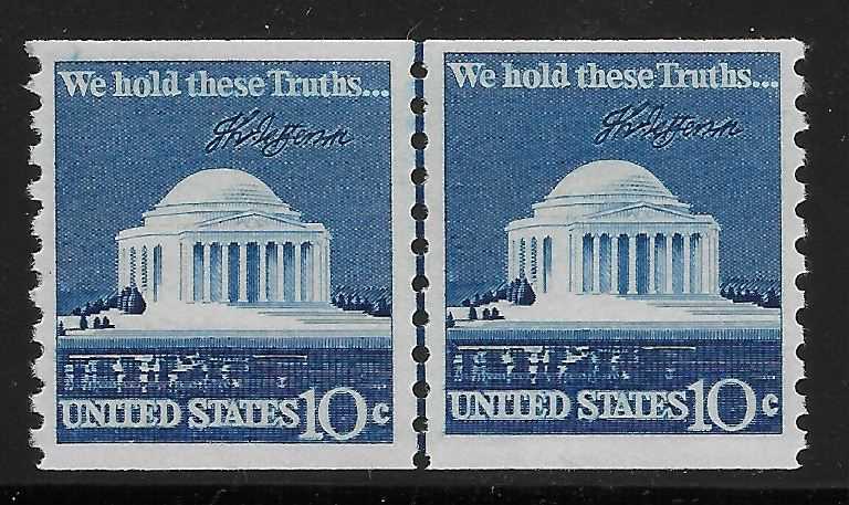 Scott 1520 Pair MNH Jefferson Memorial (10 cents)