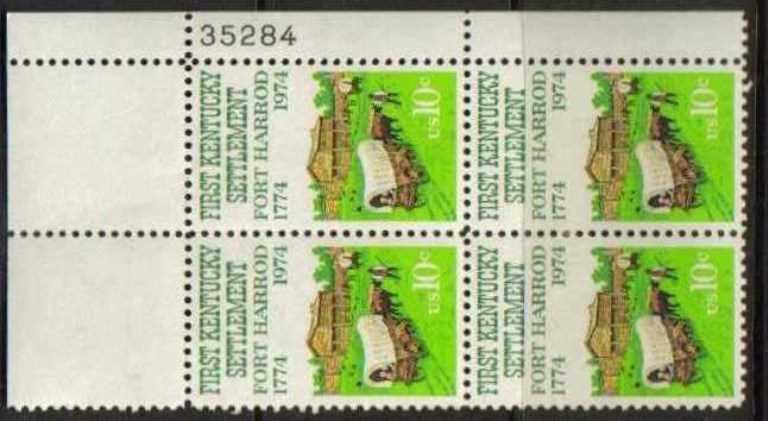 Scott 1542 Plate Block of 4 MNH Kentucky Settlement (10 cents)