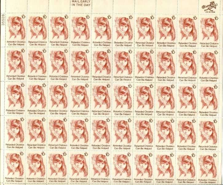Scott 1549 Sheet of 50 MNH Retarded Children (10 cents)