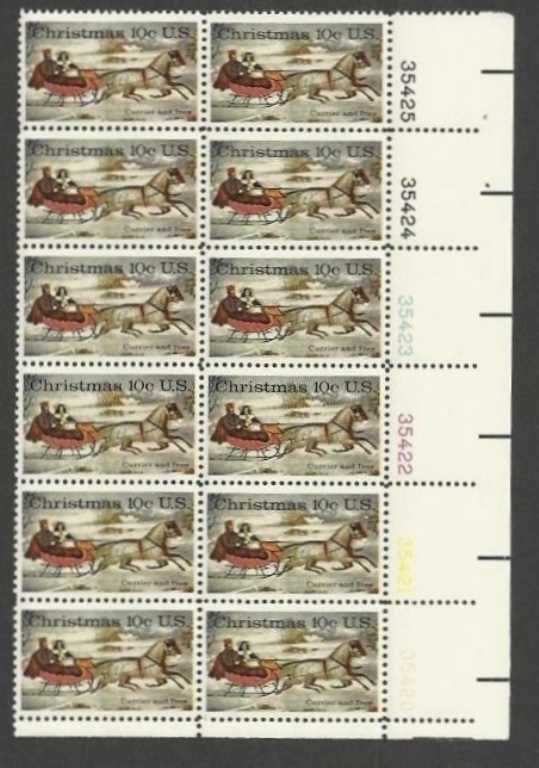Scott 1551 Plate Block of 12 MNH Christmas Road (10 cents)