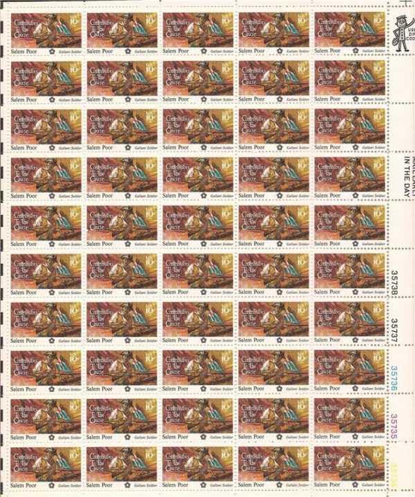 Scott 1560 Sheet of 50 MNH Salem Poor (10 cents)