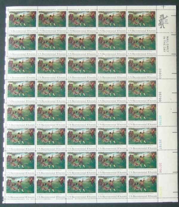Scott 1563 Sheet of 40 MNH Lexington-Concord (10 cents)