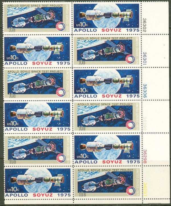 Scott 1569-1570 Plate Block of 12 MNH Apollo Soyuz (10 cents)