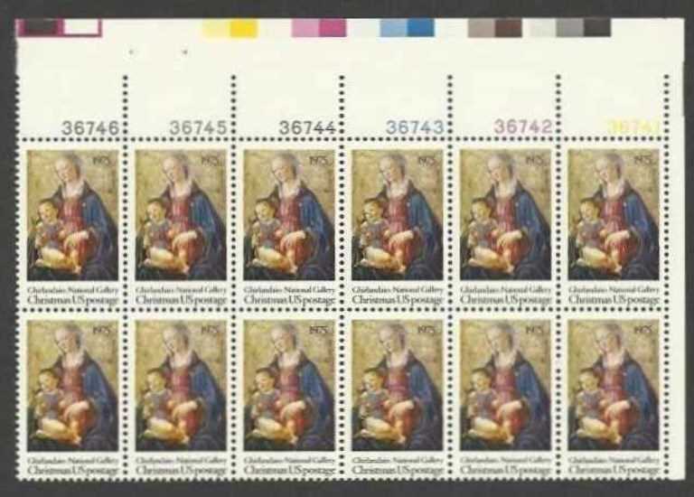 Scott 1579 Plate Block of 12 MNH Christmas Madonna (10 cents)