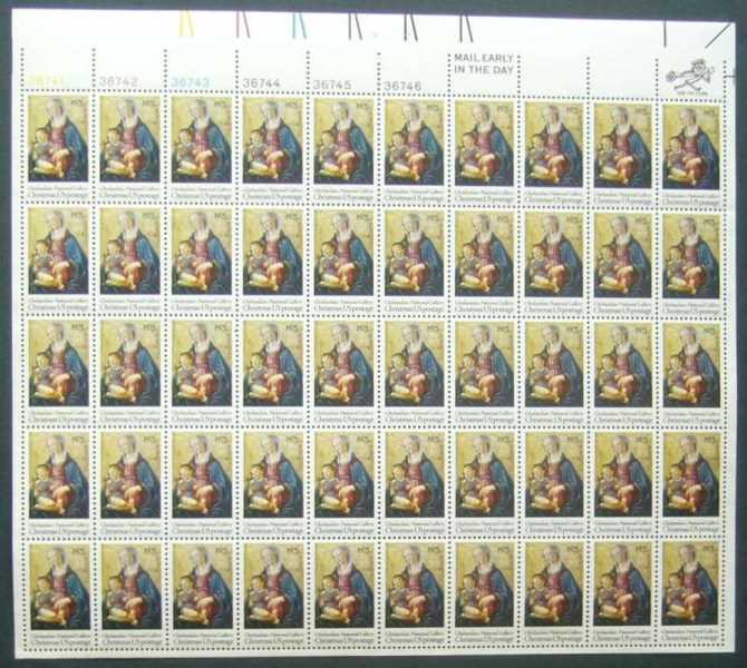 Scott 1579 Sheet of 50 MNH Christmas Madonna (10 cents)