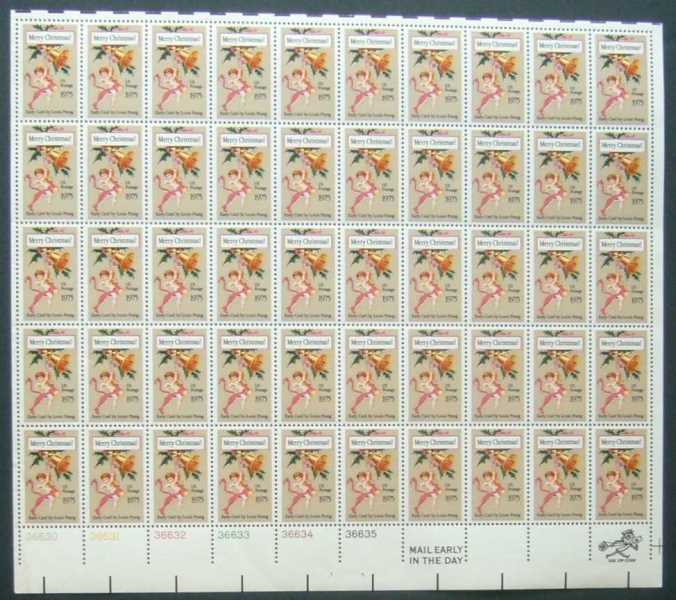 Scott 1580 Sheet of 50 MNH Christmas Card (10 cents)