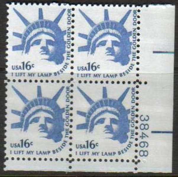 Scott 1599 Plate Block of 4 MNH Statue of Liberty (16 cents)