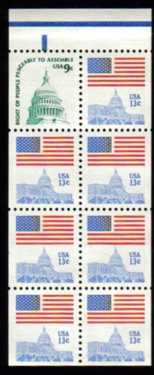 Scott 1623a1 Booklet #131 LRM on 9 cents, contains a pane