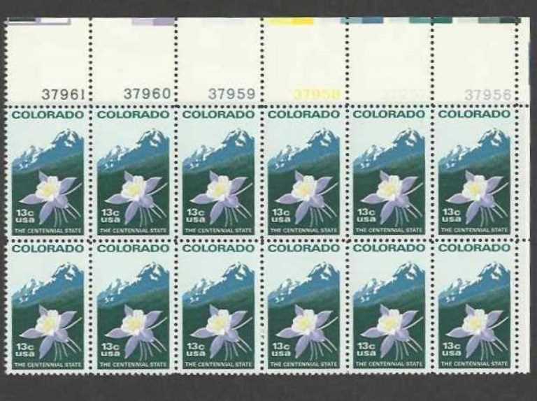 Scott 1711 Plate Block of 12 MNH Colorado (13 cents)