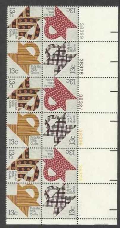 Scott 1745-1748 Plate Block of 12 MNH Folk Art (13 cents)