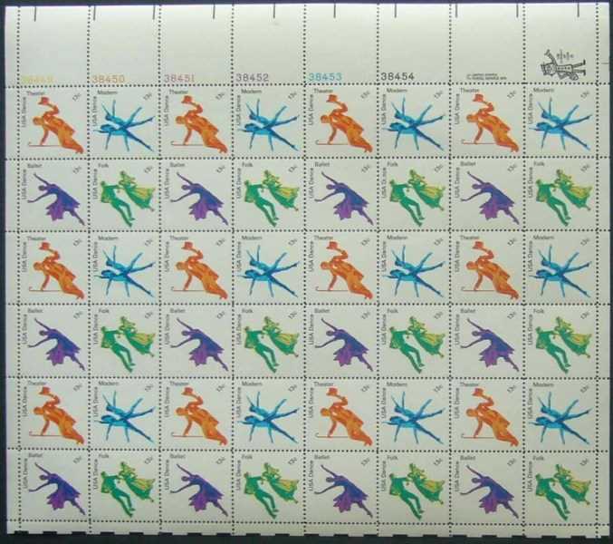 Scott 1749-1752 Sheet of 48 MNH American Dances (13 cents)
