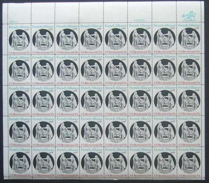 Scott 1753 Sheet of 40 MNH King Louis and B. Franklin (13 cents)